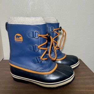 Sorel Yoot Pac Waterproof Snow Boots Removable Liner Blue Orange Youth Sz 5 / 37